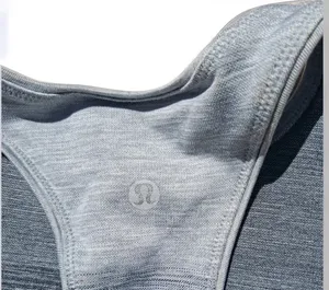 Lululemon Seamless Crop Tank Sports Bra Heather Grey High Neck Racerback Cropped thumbnail 3