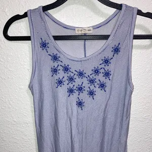 Tucker Tate Striped Embroidered Tank Dress Womens Size L Blue White Sleeveless‎ thumbnail 5