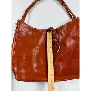 Micro Firenze Leather‎ Hobo Bag Designer Ring Accent Shoulder Bag thumbnail 4