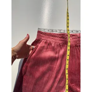 Soft Surroundings Dark Rose Cupro Crinkle Wide Leg Pull on Pants M thumbnail 5