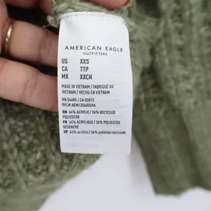 American Eagle Sweater Womens XXS Crewneck Green Textured Knit thumbnail 3