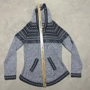 Artesania Alpaca Hooded Sweater Peru Full Zip Fair Isle Southwestern SZ M thumbnail 3