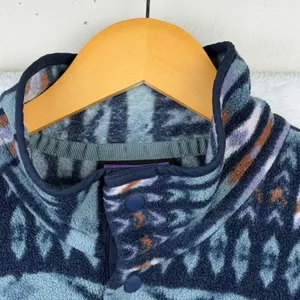 Patagonia Fleece Pullover Synchilla Snap-T Women L Blue Geometric Aztec Pocket thumbnail 10