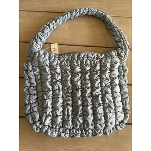 Womens Quilted Puffer Oversized Shoulder Bag Platinum Hobo Bag Boho Y2K Trendy‎ thumbnail 5