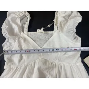 Bohme White Cottagecore Puff Sleeve Dress M Smocked Babydoll NWT Tiered thumbnail 12
