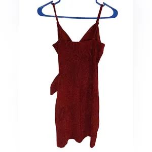 Lila Rose Red Shimmer Knotted Side Wrap Fitted Cocktail‎ Dress Size XS Hoco Hoco thumbnail 6