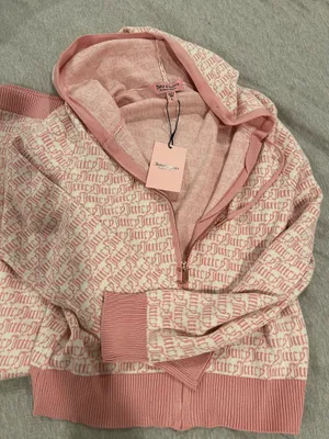 Juicy Couture Pink Logo Zip-Up Hoodie Sweater with Sweat Pants Set thumbnail 2