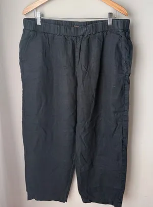 Quince Black 100% European Linen Pull On Pants XL Cropped thumbnail 1