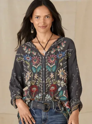 Johnny Was CASSIA BUTTON DOWN BLOUSE thumbnail 1