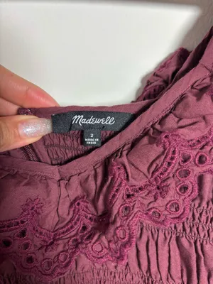 Madewell Lucie tiered burgundy dress size 2 (105) thumbnail 6