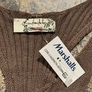 NWT Free People Cropped Tank Top Ribbed Racerback Y2K 90s Minimalist Brown XS thumbnail 2