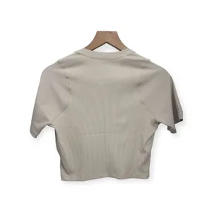 Nike Zenvy Rib Women's Short-Sleeve Cropped Top L Light Orewood Brown/White thumbnail 6
