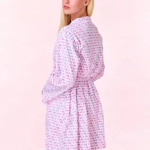 NWT Loveshackfancy × Roller Rabbit Disco Bow Blake Robe Limited Edition Sz M/L thumbnail 4