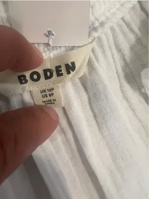 NWT Boden Double Cloth Tiered Maxi Dress White Cotton 8P Medium D0911 thumbnail 8