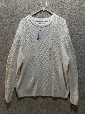 NWT fisherman grandpa sweater knit cotton blend minimalist preppy gift XXL thumbnail 1