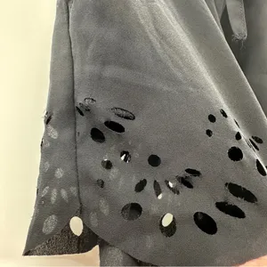 Brandy Melville Black Floral Laser Cut‎ Eyelet High Rise Drawstring Shorts OS thumbnail 7