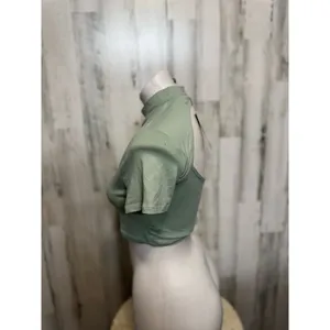 Streetwear Society Mock Neck Cutout Back Crop Top Womens S Sage Mint Green thumbnail 5