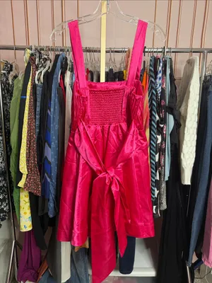 Maeve Anthropologie Bow-Tie Satin Mini Dress Pink. Size 4 thumbnail 6