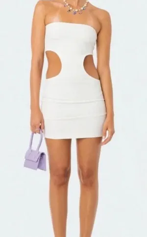 Edikted Moxie Cut-Out Strapless Dress White thumbnail 1