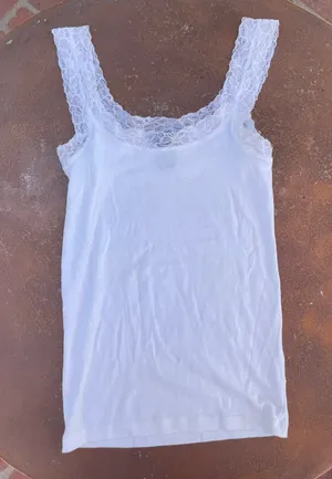H&M Basic white lace tank thumbnail 1