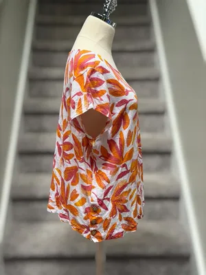 Cynthia Rowley Linen Boxy Floral Blouse Pink Coastal Beach Vacation Women’s XL‎ thumbnail 6
