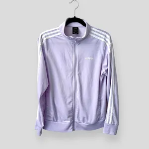 Adidas Purple Lavender White Essentials 3-Stripes Tricot Track Jacket Zip Up thumbnail 3