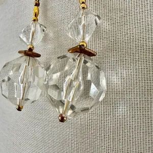 Gold tone clear beaded statement earrings thumbnail 3