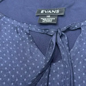 Evans Navy Blue Polka Dot Ruffle Lace Shoulder‎ Shift Dress Size 16 Bell Sleeve thumbnail 6