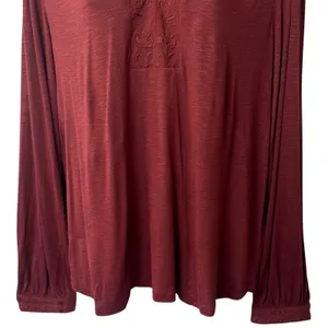 NEW Democracy Rust Embroidered Peasant‎ Blouse Boho Garden Lagenlook Feminine L thumbnail 4