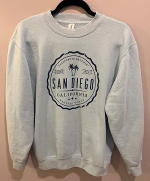 Comfort Colors Ocean Beach Company San Diego CA Logo Sweatshirt Light Blue thumbnail 1