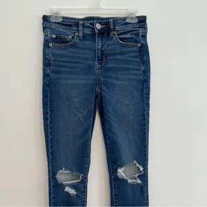 AMERICAN EAGLE Ne(x)t Level High-Waisted Jegging Soft Knit Hi-Rise Dark Ripped 4 thumbnail 4