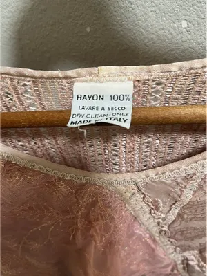 VTG Rayon Pink Patchwork Lace Ruffle Shawl Cape Made Italy Size undefined thumbnail 3