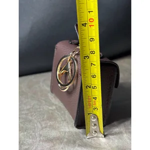 Mini Satchel Keychain Charm Chocolate Brown Pebble Faux Leather Micro Bag thumbnail 3
