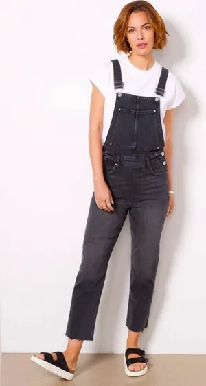 NWT PAIGE Black Washed Denim Overalls thumbnail 1
