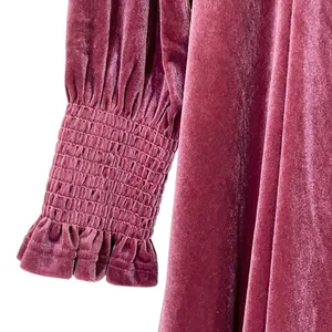 Baltic Born Velvet Smocked Neck Mini Dress Mulberry Long Sleeve Holiday Medium thumbnail 9