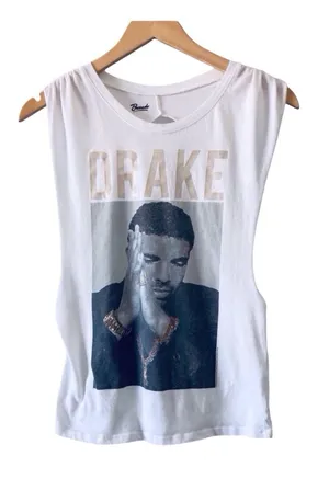 Bravado Drake Official Merch Twist Back Cutout Tank Top White Graphic Size Small thumbnail 1