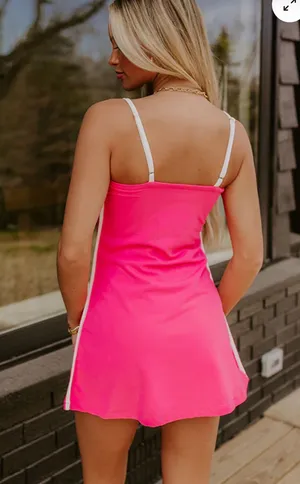 NWOT Impressions Boutique Pink ALO Streamline Athletic TCEC Romper Dress size Large thumbnail 3