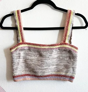 Free People‎ Colorful Knit Tank Top In the Sun Brami Boho Festival Medium thumbnail 1