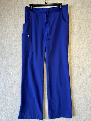 FIGS Women Scrub Set Small Casma Three-Pocket Top Kade Cargo Pants Blue thumbnail 6