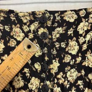 B. Moss Maxi Skirt Brown Floral Button Front Vtg 90s Rayon USA Cottage Juniors 3 thumbnail 9