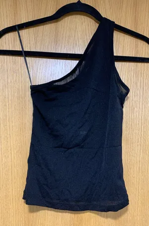 Khy Mesh One Shoulder Black Top thumbnail 1