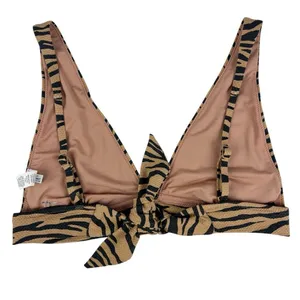 Aerie Pique Animal Zebra Print‎ Tan Triangle Bikini Top Size Medium thumbnail 3