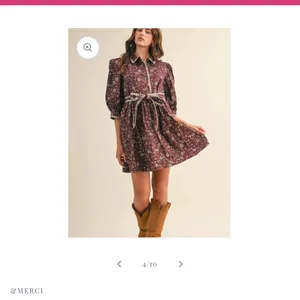 &merci Elegant Floral Burgundy Mini Dress thumbnail 13