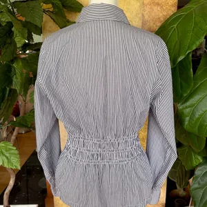 NEW Steve Madden Smock Waist Stripe Button Up 100% Cotton Longsleeve Top, Size M thumbnail 9