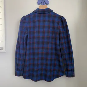 Tuckernuck XS Blue Plaid Puff Shoulder Flannel Shirt Saranac Western Country thumbnail 4