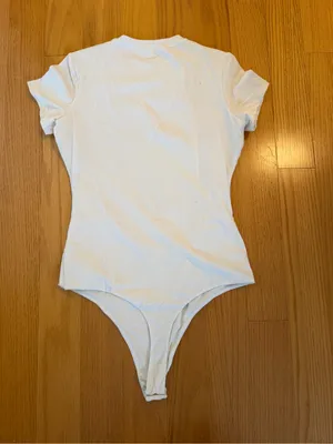 Slim Fit White Short Sleeve Women’s Bodysuit thumbnail 2