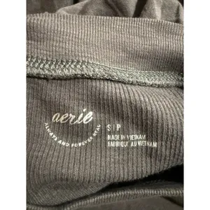 Aerie Womens Small Relaxed Mixed Media Ribbed Long Sleeve Top Charcoal Gray 3268 thumbnail 4