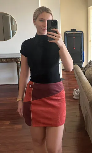 Altar’d State Red Suede Skirt thumbnail 1