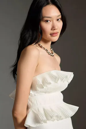 Anthropologie Let Me Be Strapless Tiered Ruffled Dress thumbnail 3