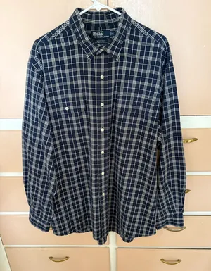 Polo by Ralph Lauren Whitfield Men’s XL Blue Plaid - Button Front Shirt 100% Cotton thumbnail 1